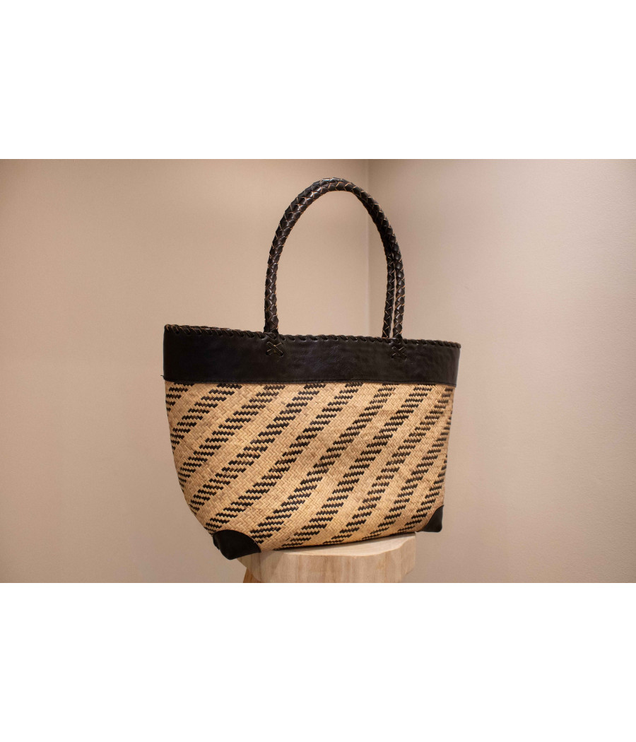 ANA Handwoven Rattan & Leather Tote – Limited Edition | AS'FALL