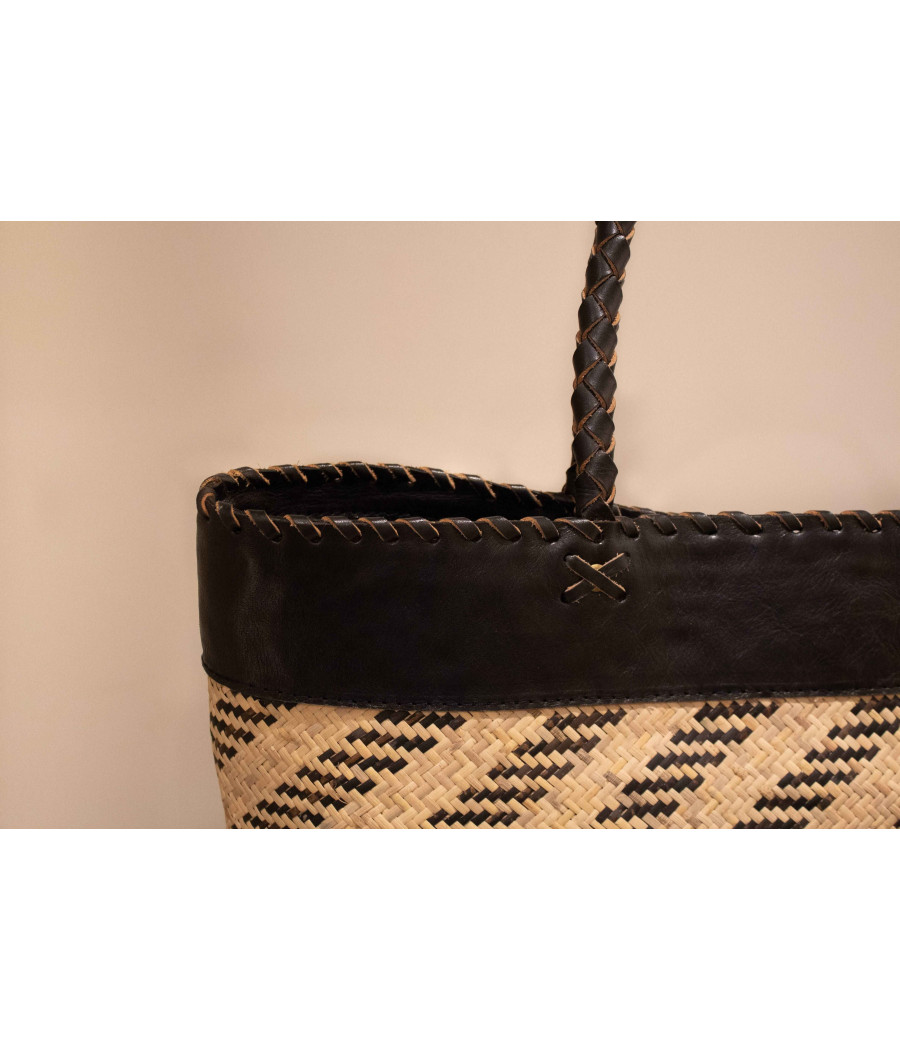 ANA Handwoven Rattan & Leather Tote – Limited Edition | AS'FALL