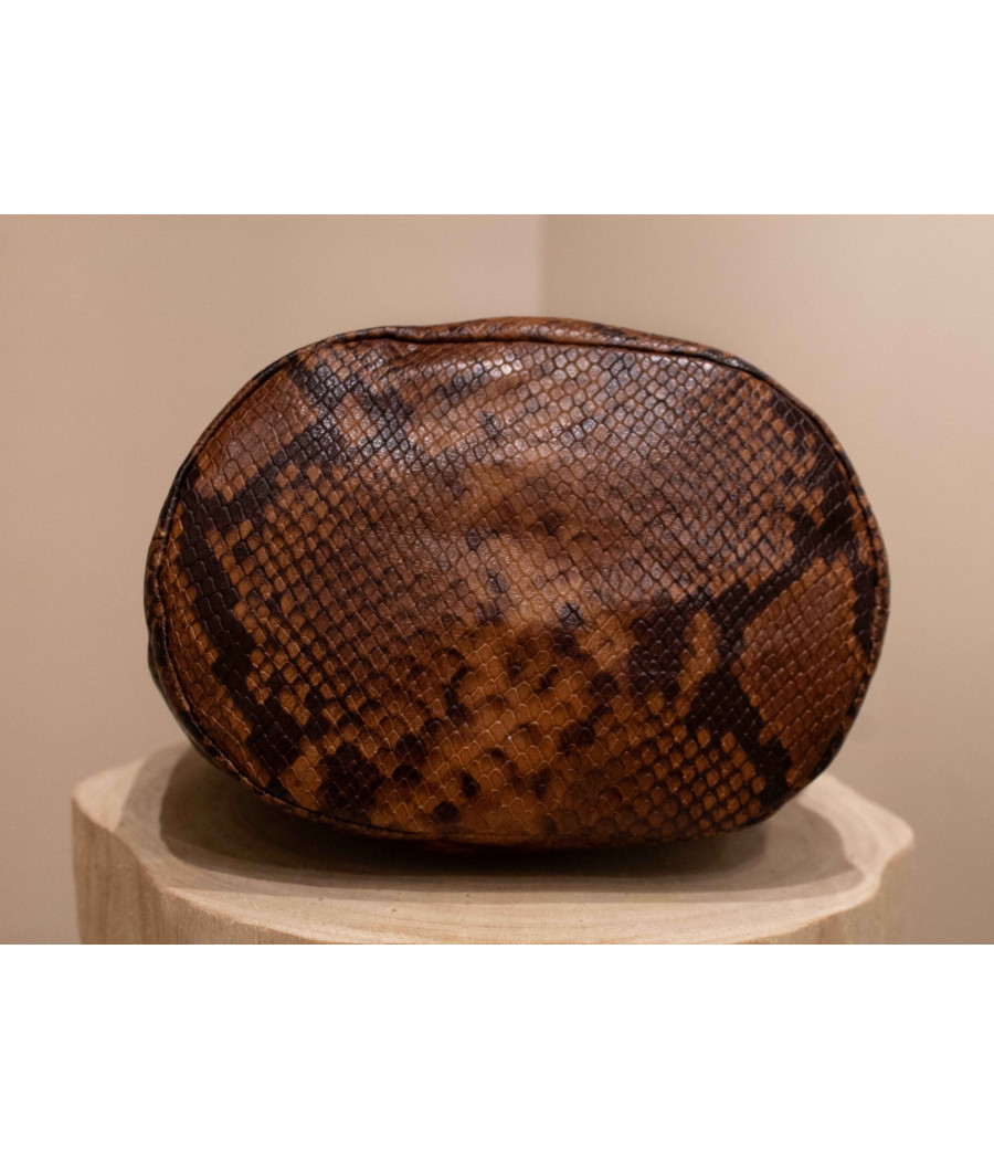 Cow-Print Leather Bucket Bag – Bold & Elegant Python Finish | AS'FALL Cow-Print Leather Bucket Bag – Bold & Elegant Python Finish | AS'FALL