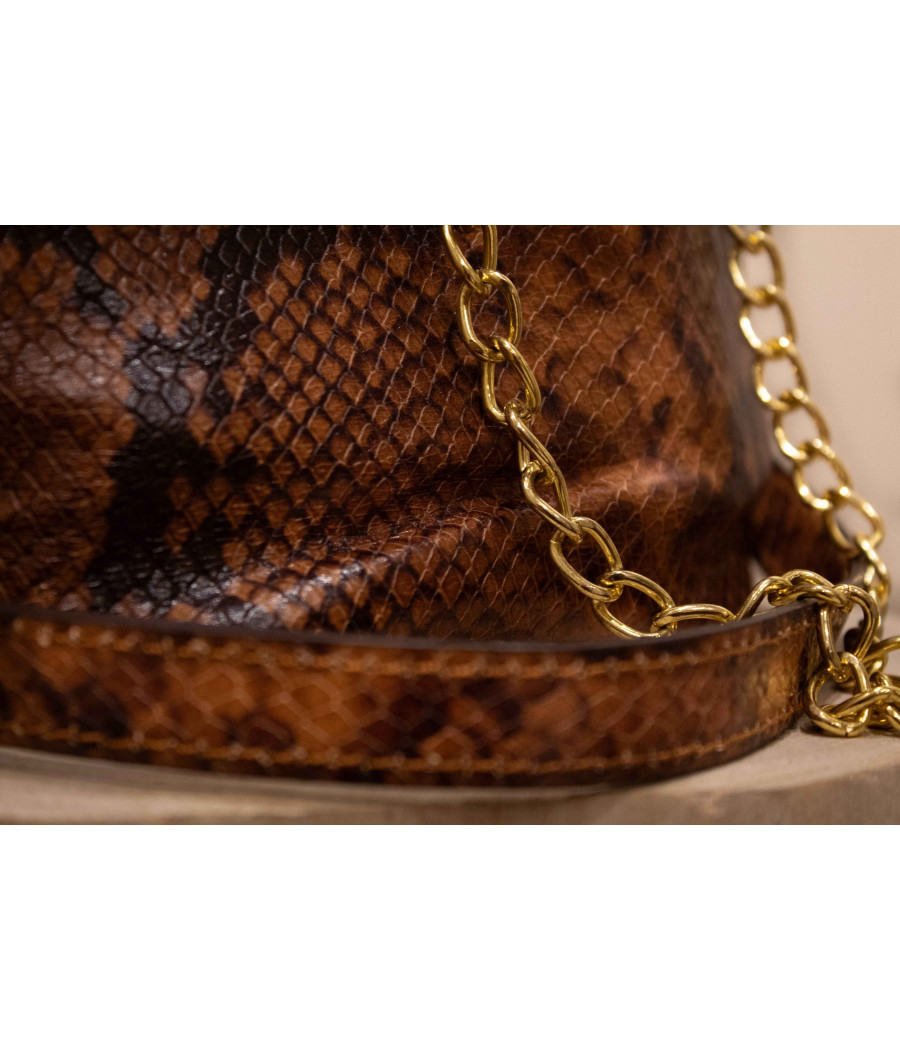 Cow-Print Leather Bucket Bag – Bold & Elegant Python Finish | AS'FALL