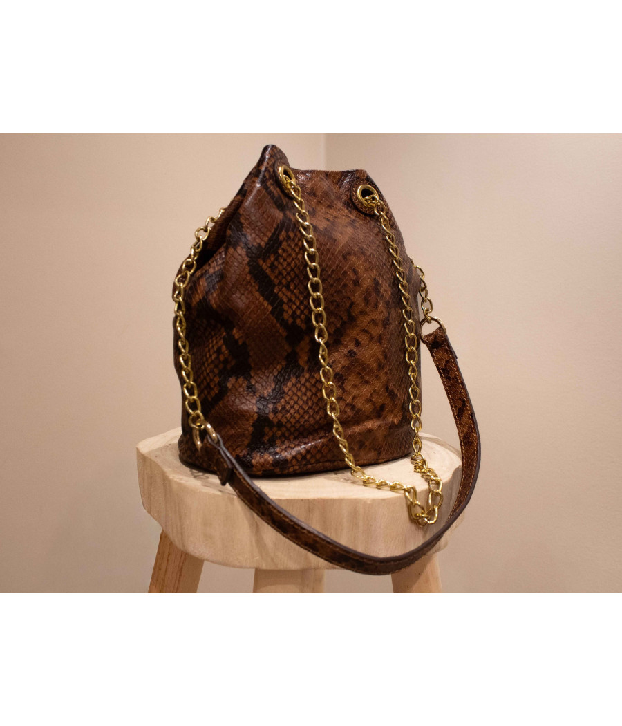 Cow-Print Leather Bucket Bag – Bold & Elegant Python Finish | AS'FALL Cow-Print Leather Bucket Bag – Bold & Elegant Python Finish | AS'FALL