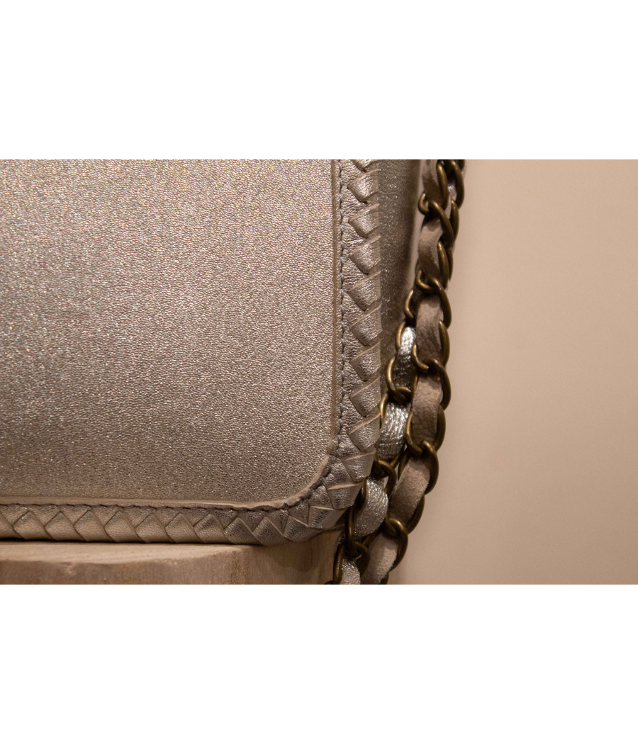 CASAMANCE Metallic Cow Leather Shoulder Bag – Artisanal Craft|AS'FALL