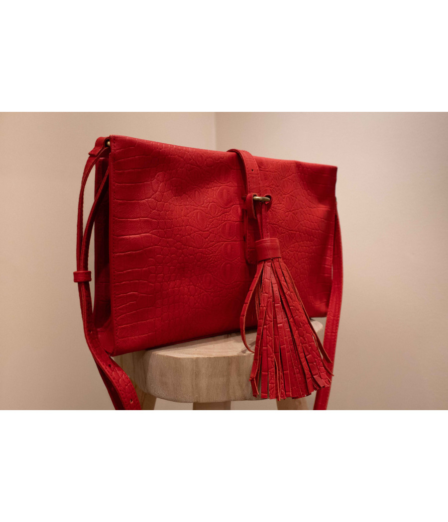 BORA BORA Red Cow Leather Clutch – Statement & Stylish | AS'FALL