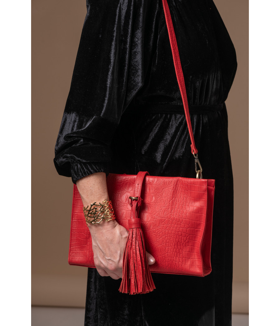 BORA BORA Red Cow Leather Clutch – Statement & Stylish | AS'FALL