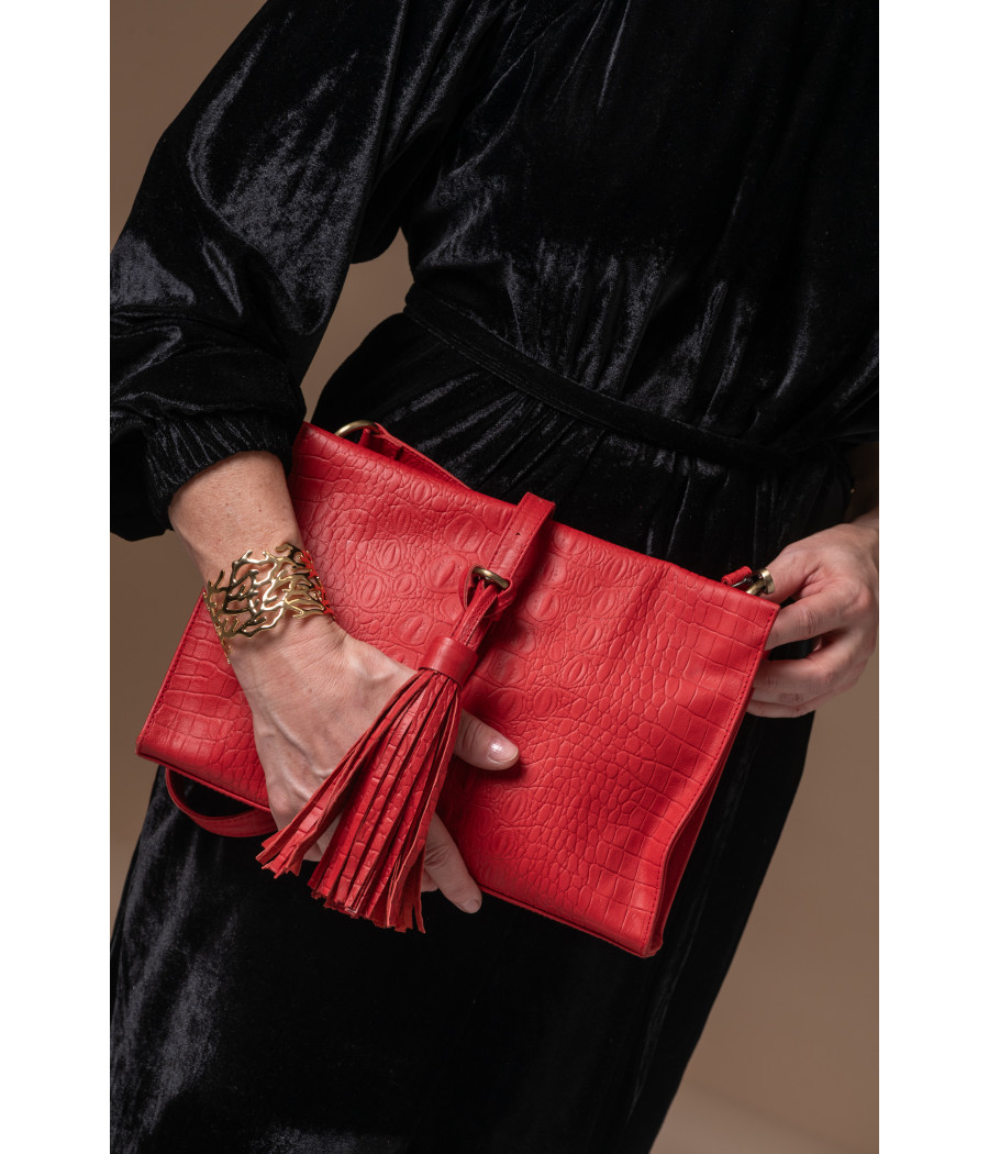 BORA BORA Red Cow Leather Clutch – Statement & Stylish | AS'FALL