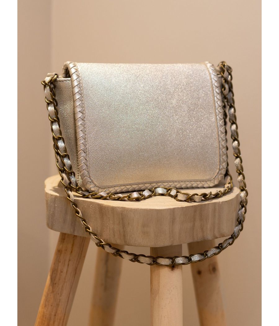 CASAMANCE Metallic Cow Leather Shoulder Bag – Artisanal Craft|AS'FALL