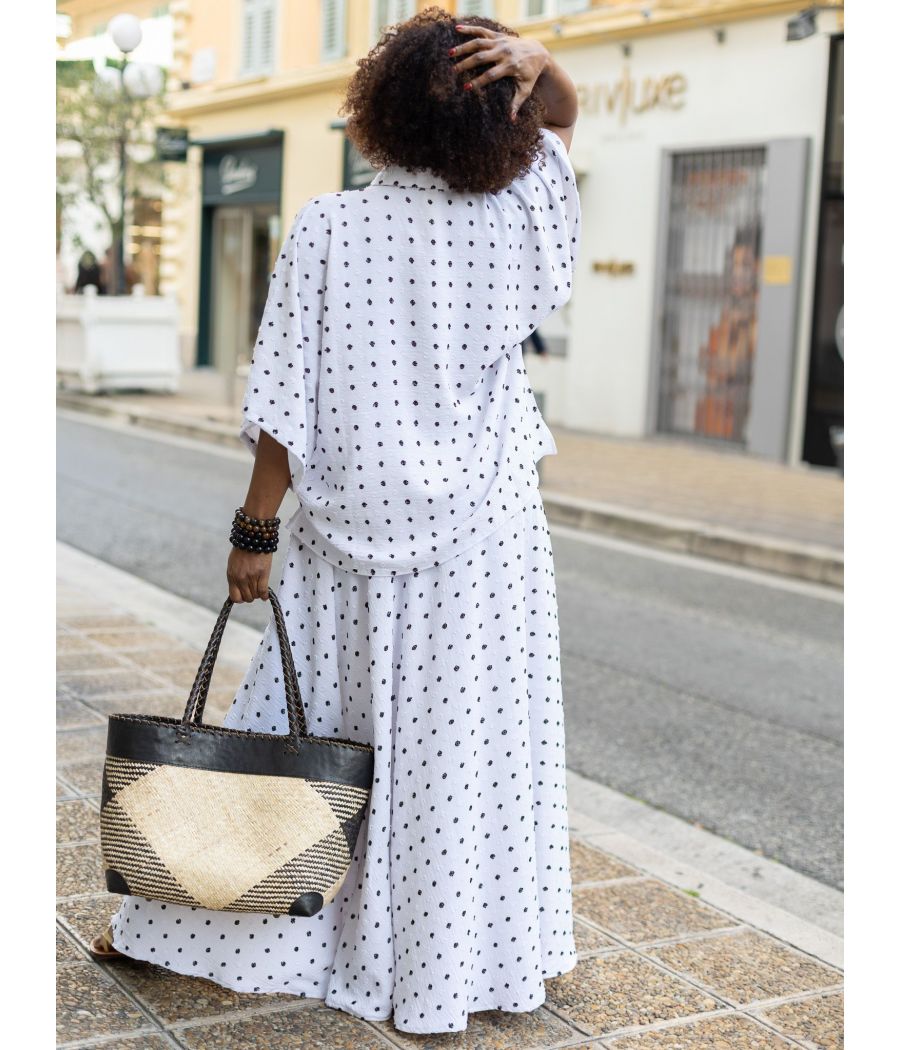 PAOLA SKIRT - High-Waisted Textured Cotton Maxi Skirt | AS'FALL