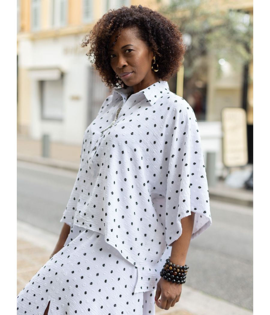 PAOLA BLOUSE - Textured Cotton crepe Maxi Blouse| AS'FALL