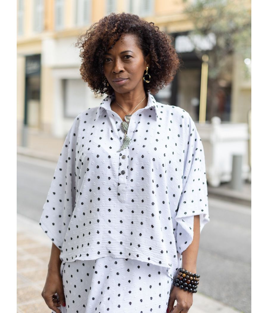 PAOLA BLOUSE - Textured Cotton crepe Maxi Blouse| AS'FALL