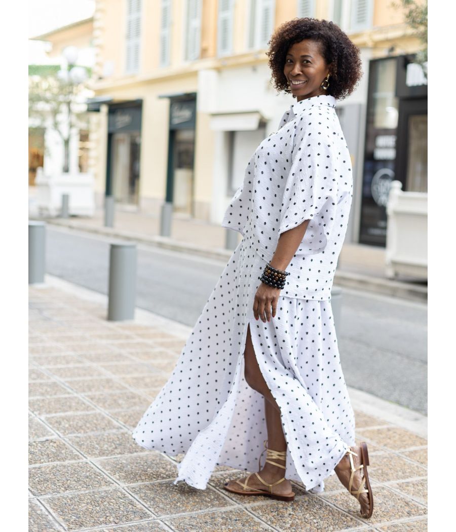 PAOLA BLOUSE - Textured Cotton crepe Maxi Blouse| AS'FALL