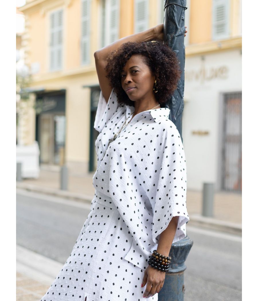 PAOLA BLOUSE - Textured Cotton crepe Maxi Blouse| AS'FALL