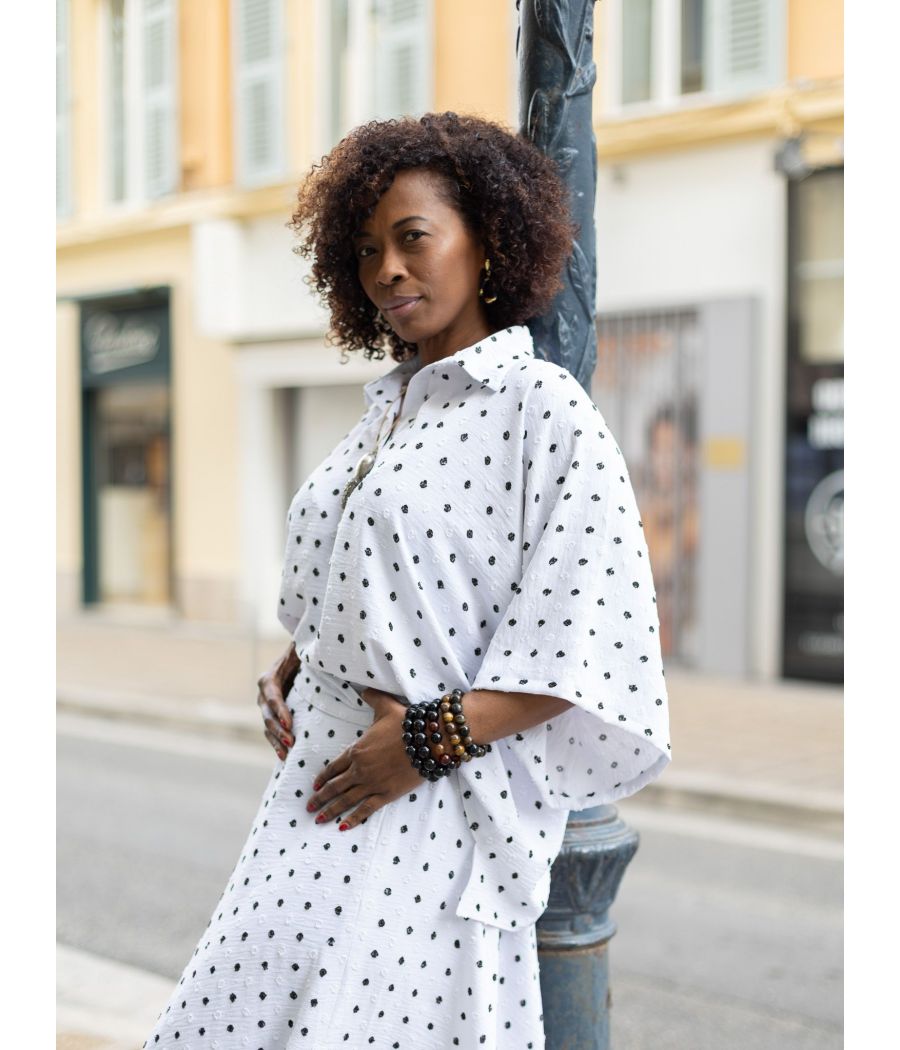 PAOLA BLOUSE - Textured Cotton crepe Maxi Blouse| AS'FALL