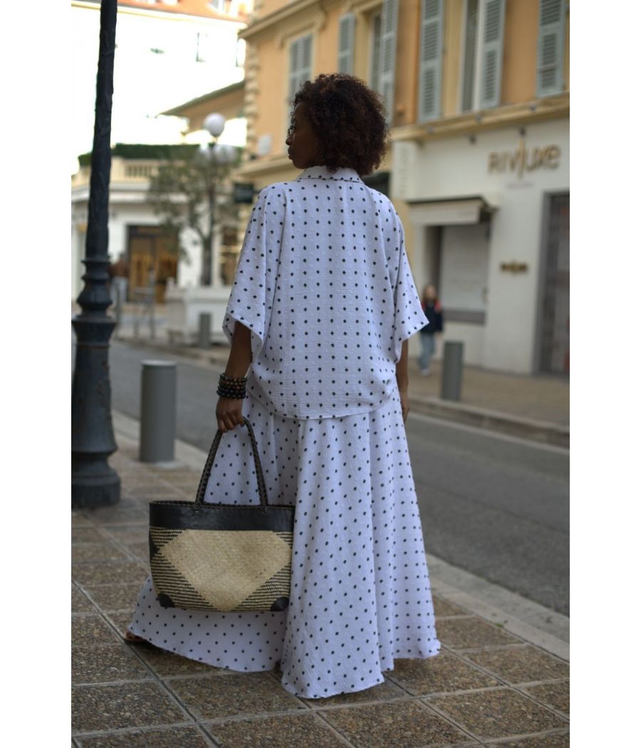 PAOLA BLOUSE - Textured Cotton crepe Maxi Blouse| AS'FALL