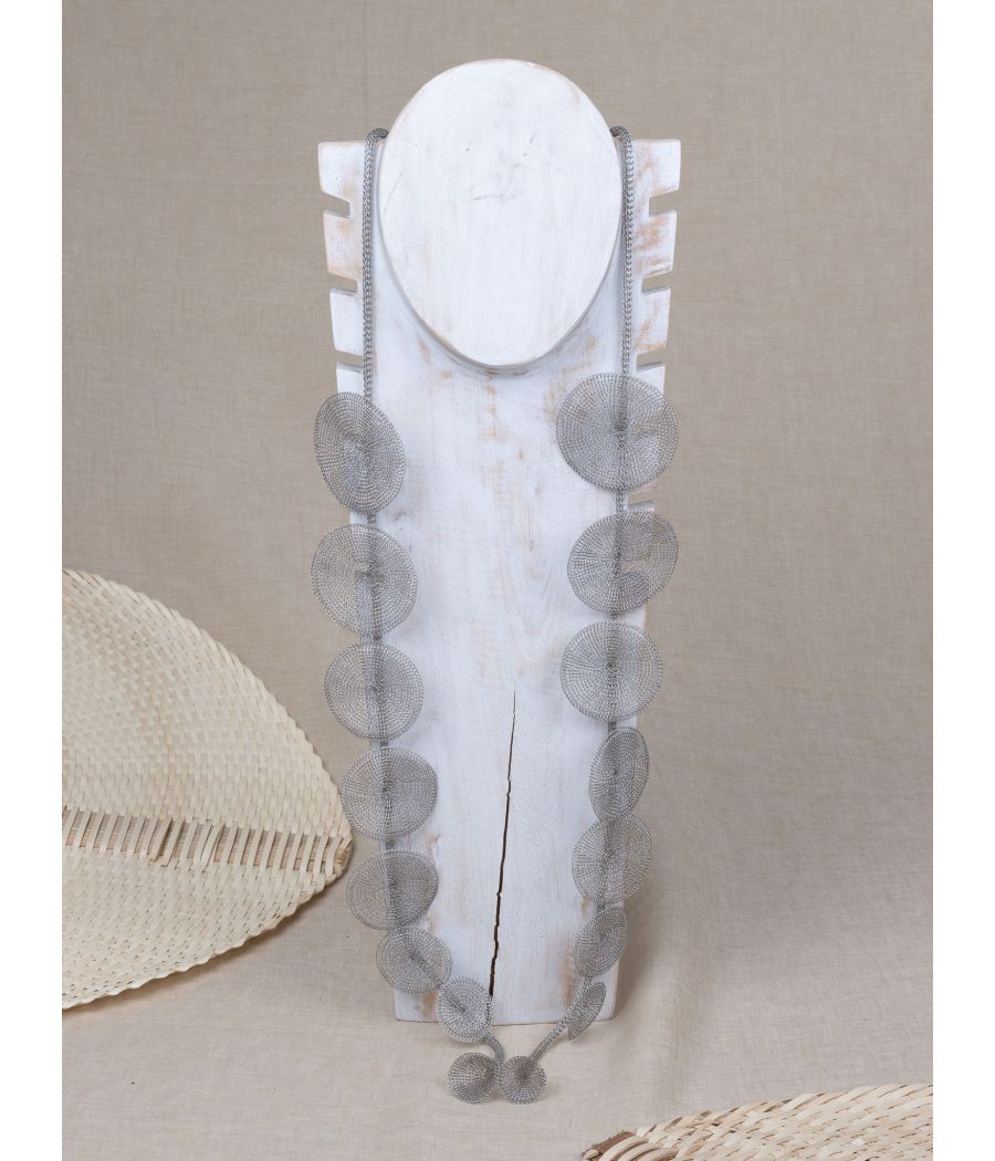 Hand-Knitted Brass Necklace – Sculptural Handmade Jewelry