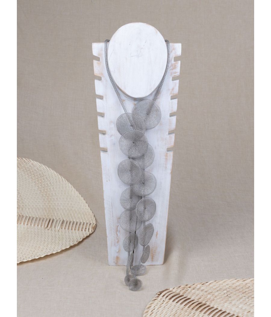 Hand-Knitted Brass Necklace – Sculptural Handmade Jewelry