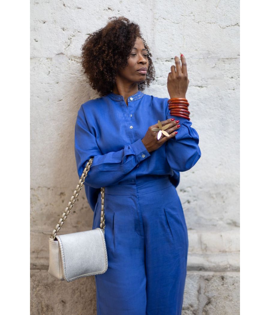 CASAMANCE Metallic Cow Leather Shoulder Bag – Artisanal Craft|AS'FALL