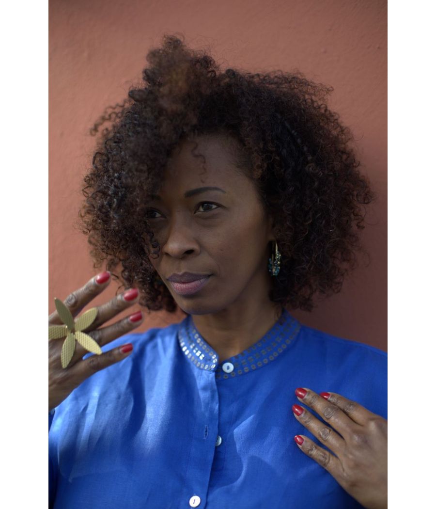 Chocolate Linen Top with antique beading | AS'FALL