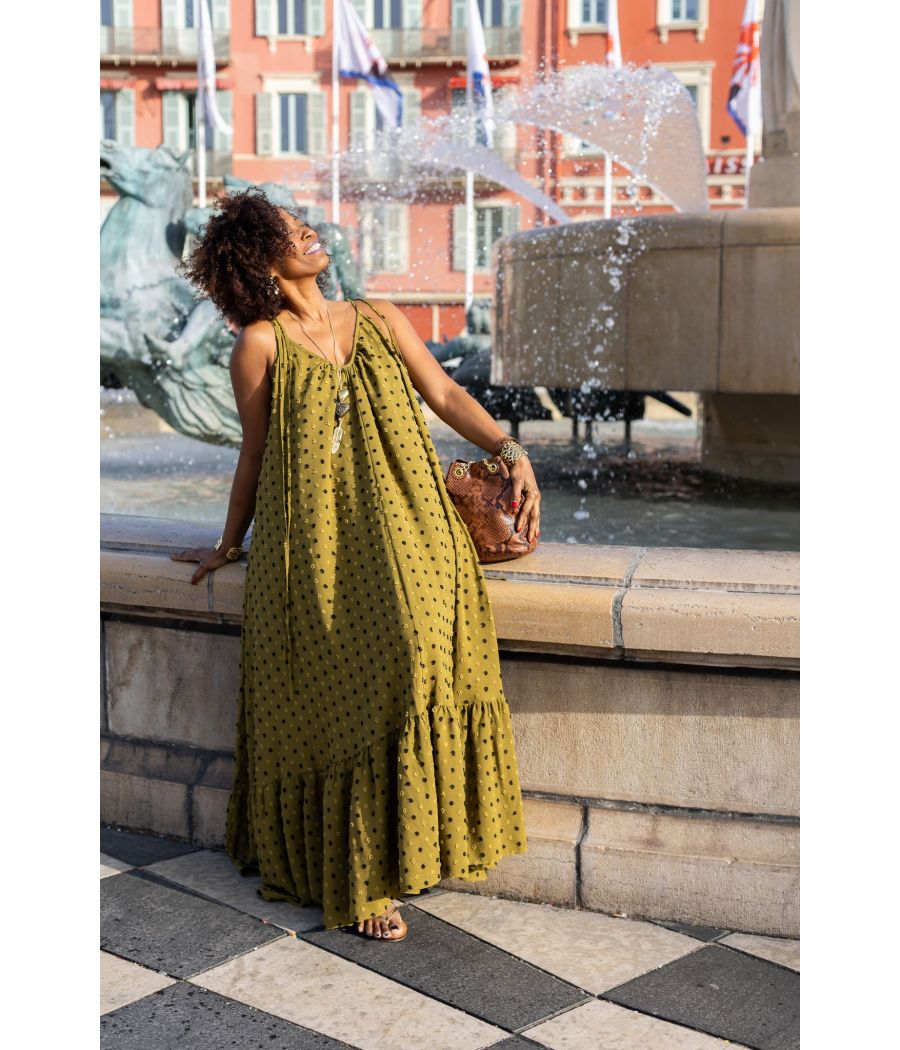 Cotton crepe silk Maxi Dress with embroidery |Elegant  |AS'FALL