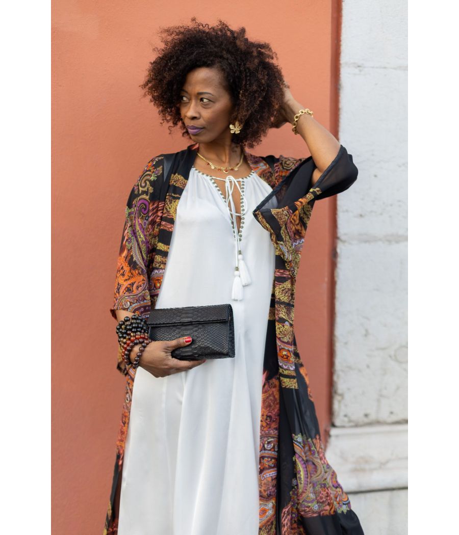 Silk Maxi Dress with Handmade Beading | AS'FALL Luxury Resort Dress