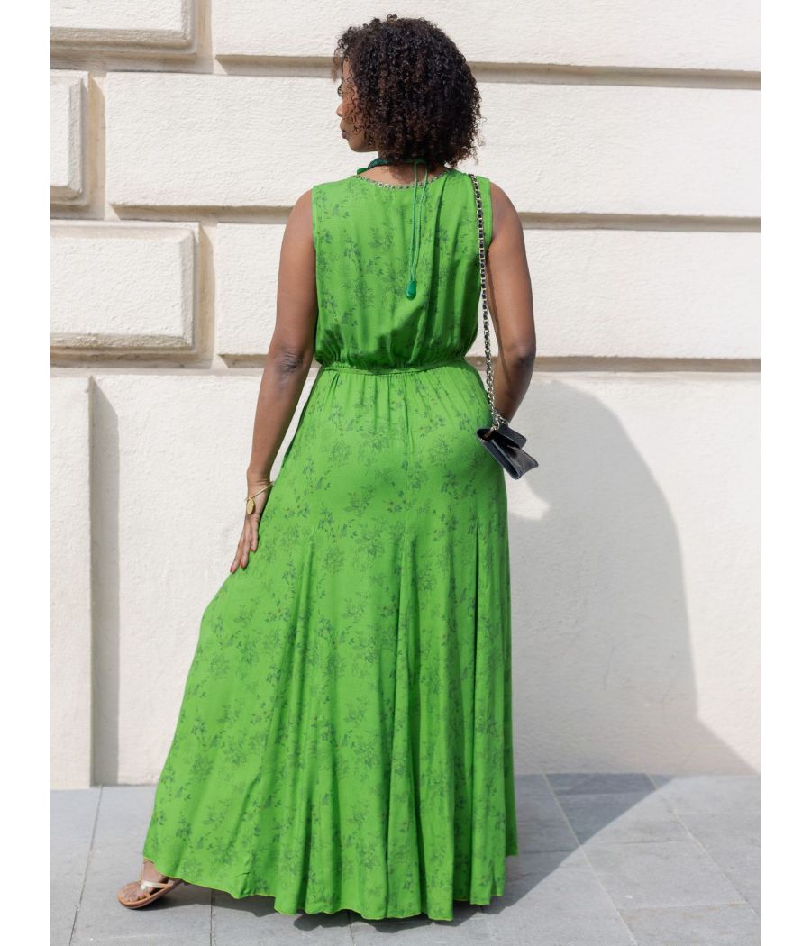 Silk Maxi Dress with Handmade Beading | AS'FALL Luxury Resort Dress