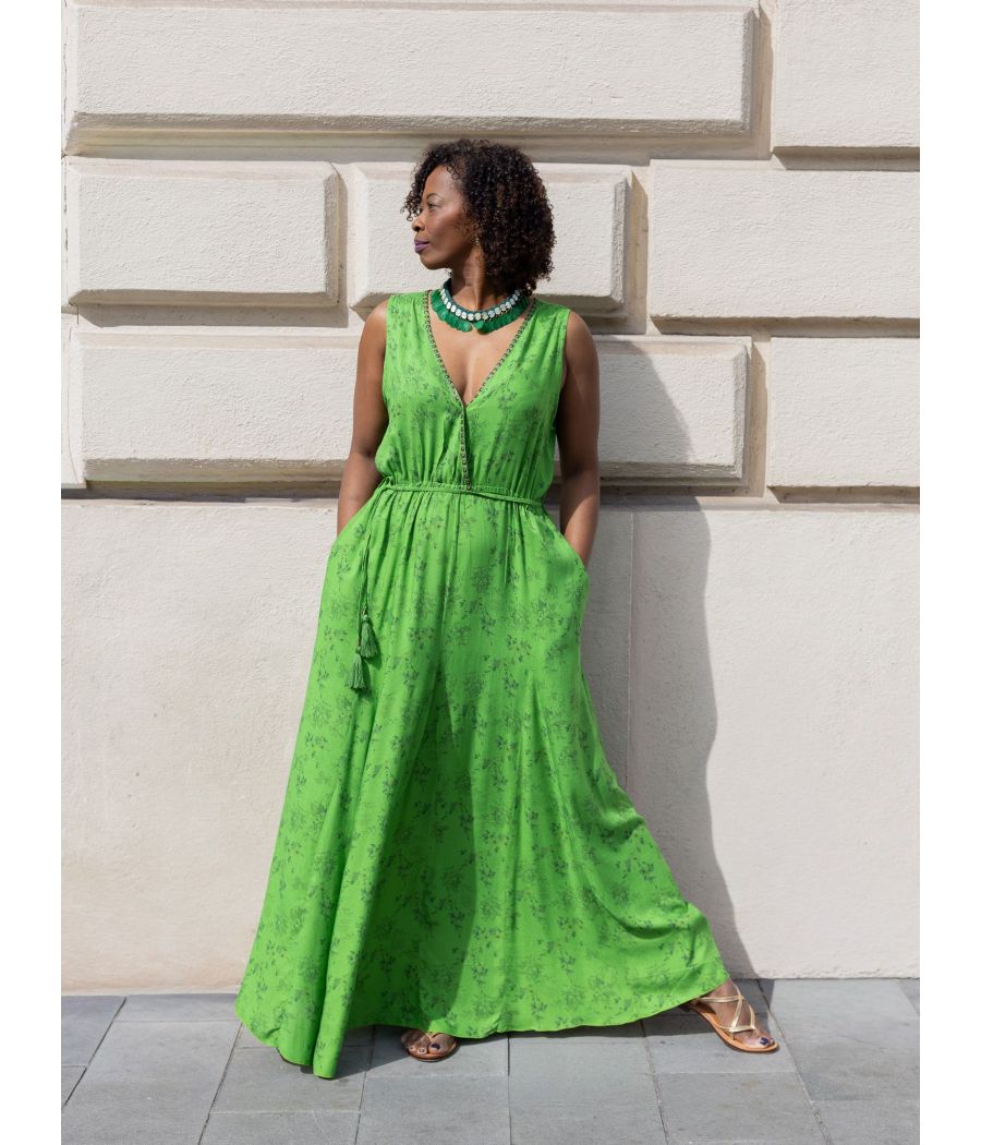 Silk Maxi Dress with Handmade Beading | AS'FALL Luxury Resort Dress