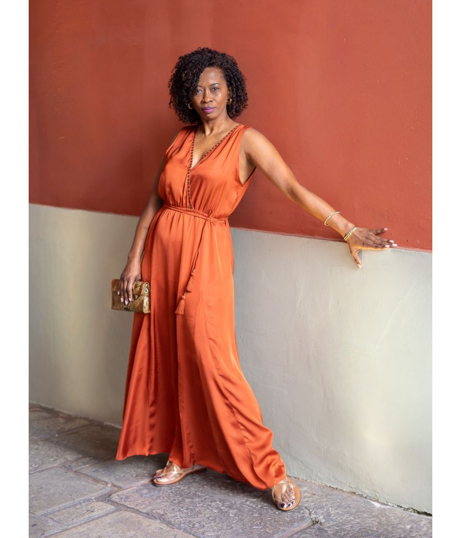 Silk Maxi Dress with Handmade Beading | AS'FALL Luxury Resort Dress