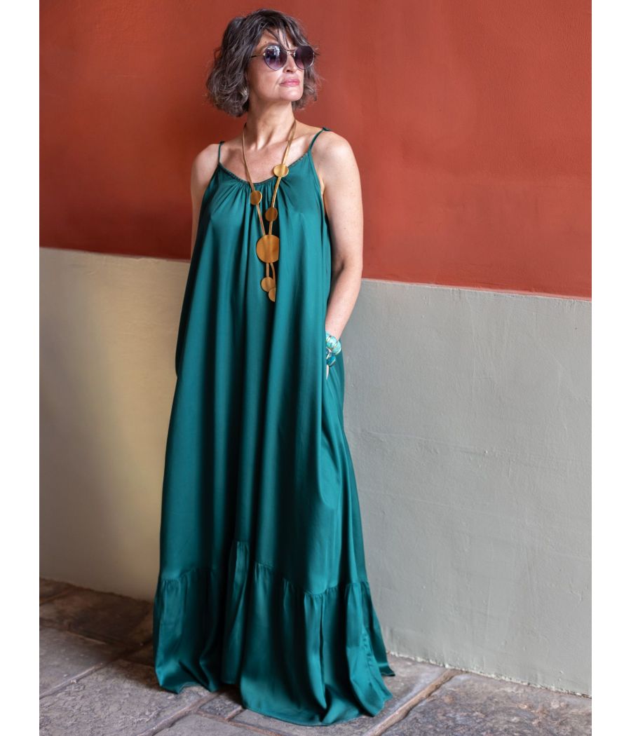 Silk Maxi Dress with beading |Elegant  |AS'FALL