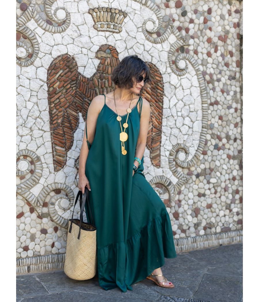 Silk Maxi Dress with beading |Elegant  |AS'FALL