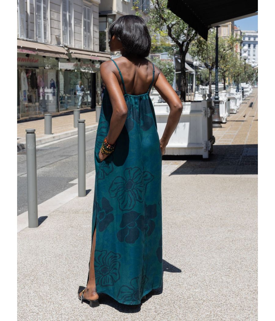 Angeline Dress – Woven linen with Signature Gold Embroidery | AS'FALL