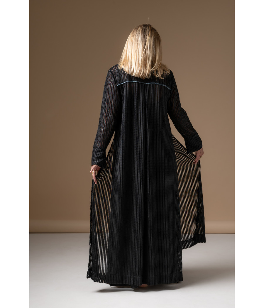 SAM Dress – Sheer Black Cotton Voile Layering Piece | AS'FALL