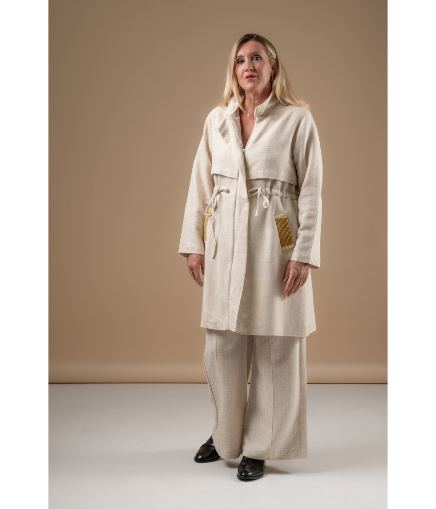Embroidered Cotton Blend Trench Coat – Casual Elegant Luxury | AS'FALL