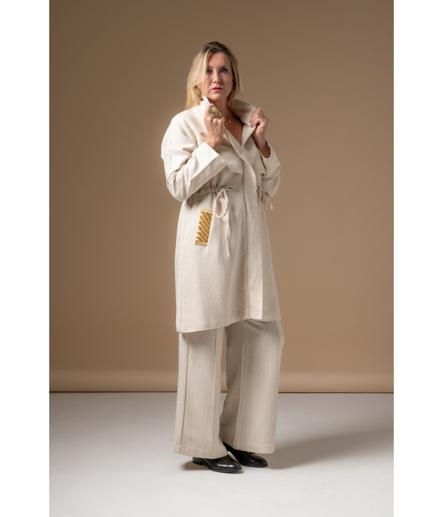 Embroidered Cotton Blend Trench Coat – Casual Elegant Luxury | AS'FALL