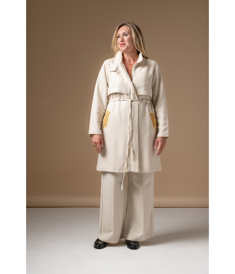 Embroidered Cotton Blend Trench Coat – Casual Elegant Luxury | AS'FALL