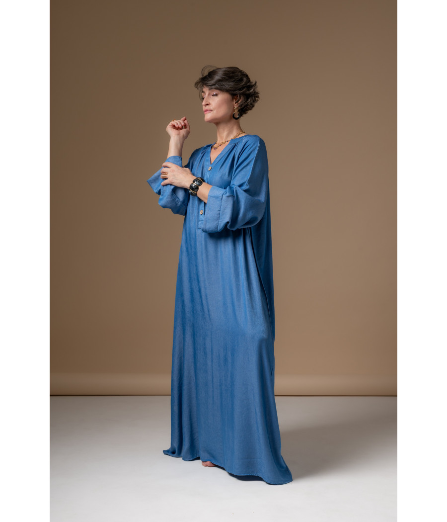 Blue Cotton Maxi Dress – Flowing Summer Elegance | AS'FALL Blue Cotton Maxi Dress – Flowing Summer Elegance | AS'FALL