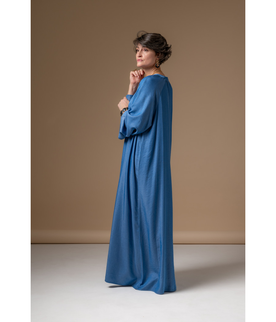 Blue Cotton Maxi Dress – Flowing Summer Elegance | AS'FALL Blue Cotton Maxi Dress – Flowing Summer Elegance | AS'FALL