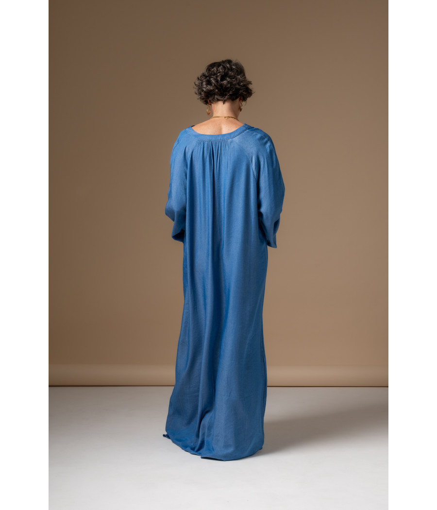 Blue Cotton Maxi Dress – Flowing Summer Elegance | AS'FALL Blue Cotton Maxi Dress – Flowing Summer Elegance | AS'FALL