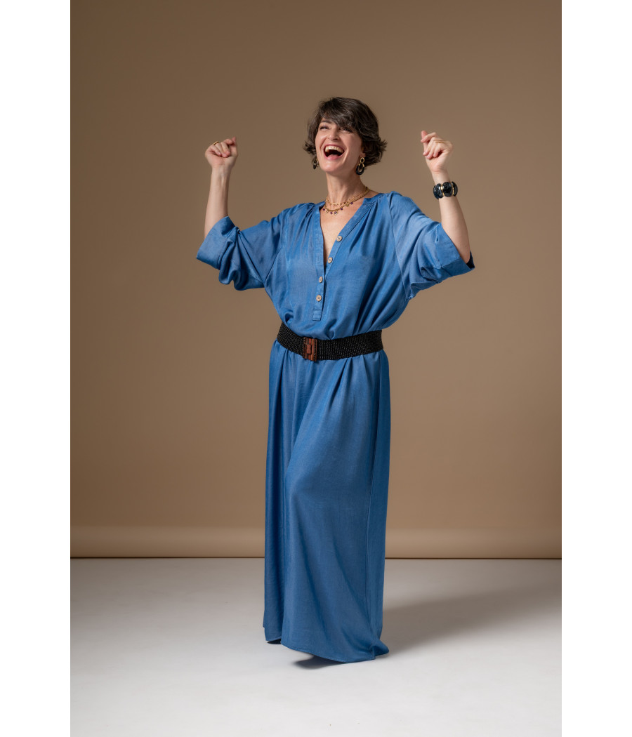 Blue Cotton Maxi Dress – Flowing Summer Elegance | AS'FALL Blue Cotton Maxi Dress – Flowing Summer Elegance | AS'FALL