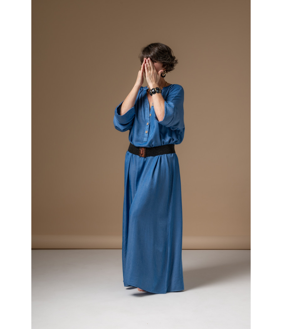 Blue Cotton Maxi Dress – Flowing Summer Elegance | AS'FALL Blue Cotton Maxi Dress – Flowing Summer Elegance | AS'FALL