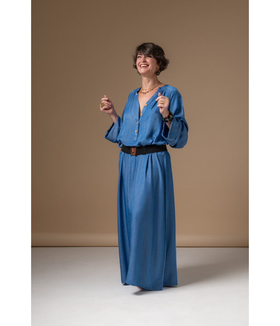 Blue Cotton Maxi Dress – Flowing Summer Elegance | AS'FALL Blue Cotton Maxi Dress – Flowing Summer Elegance | AS'FALL