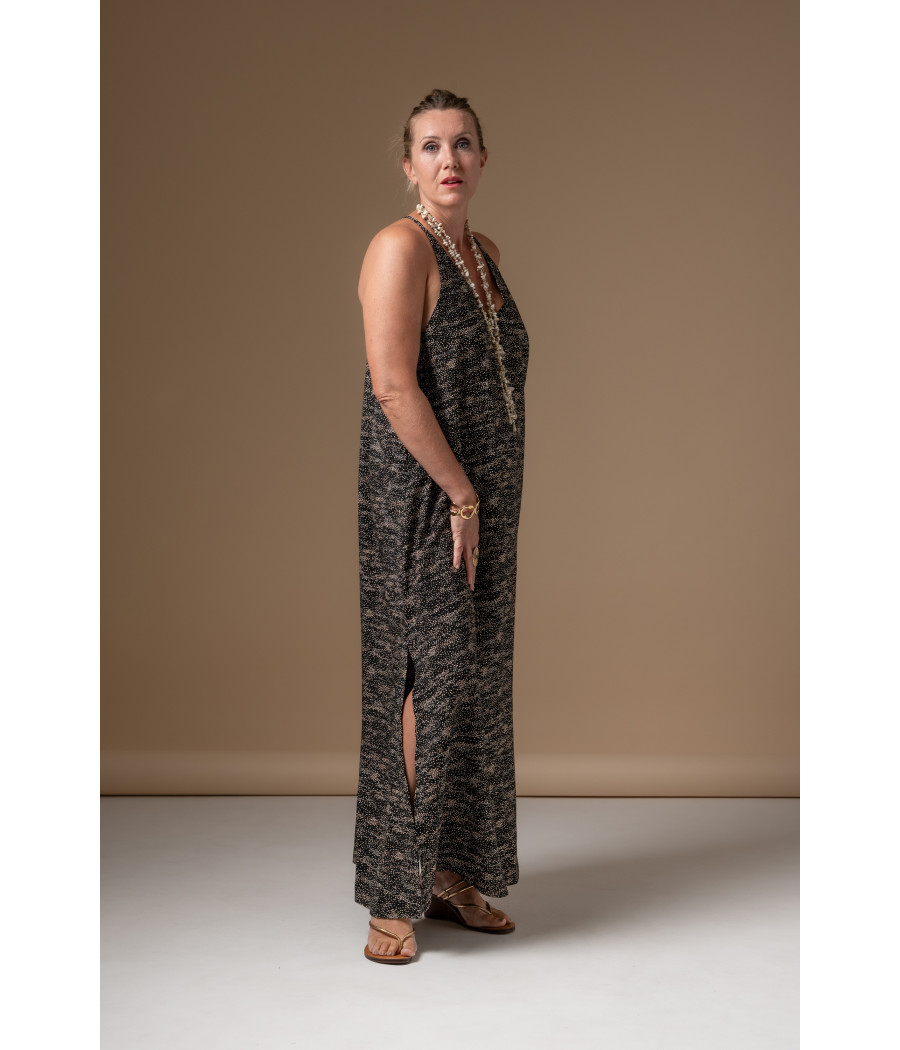 Printed Viscose Halter Maxi Dress – Bareback Elegance | AS'FALL