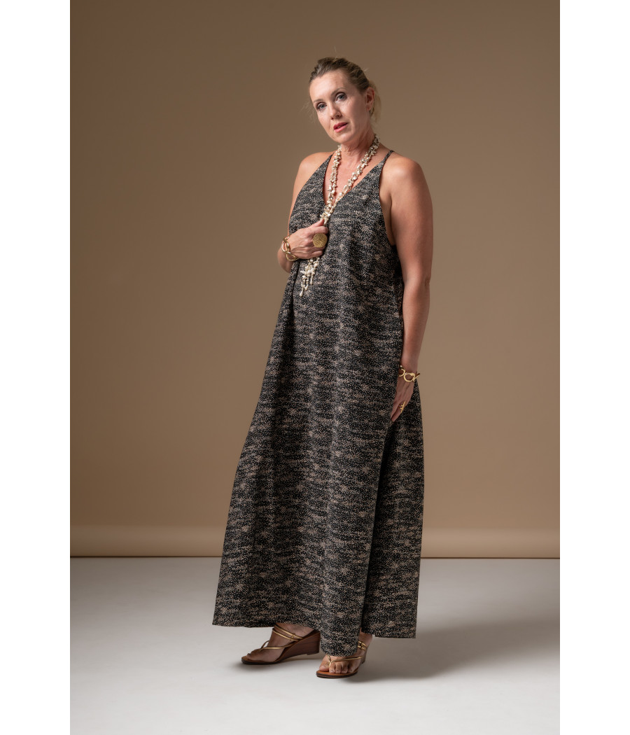 Printed Viscose Halter Maxi Dress – Bareback Elegance | AS'FALL