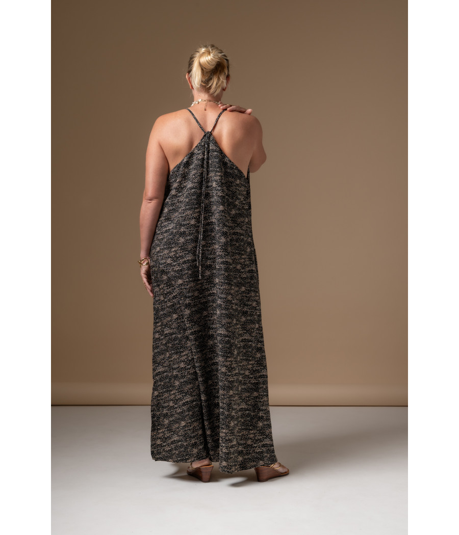 Printed Viscose Halter Maxi Dress – Bareback Elegance | AS'FALL