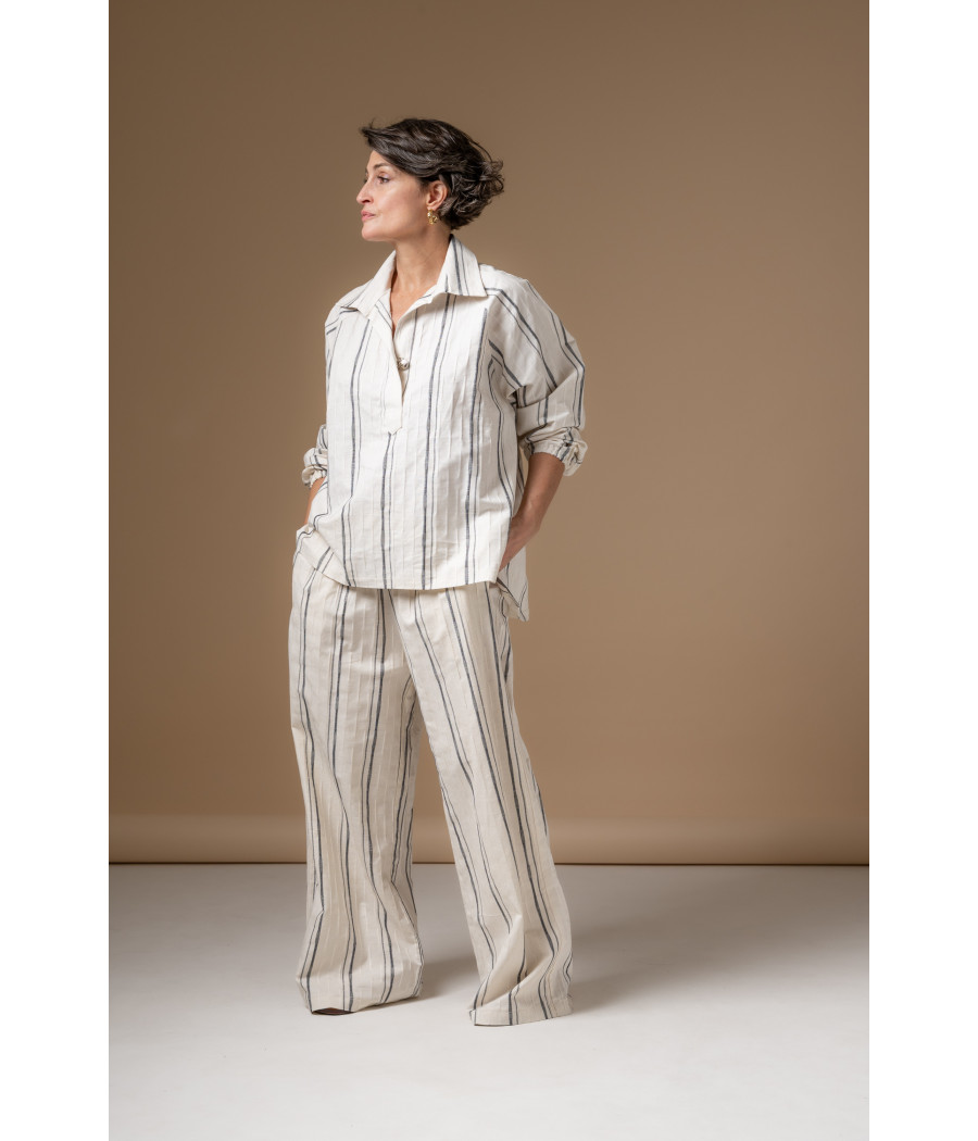 BIBA TOP - Oversized Linen & Cotton Shirt | AS'FALL