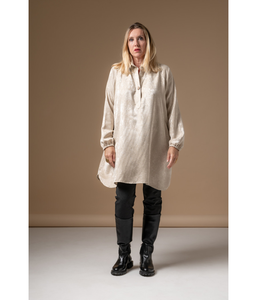 Cream Velvet Tunic Dress with Hidden Pockets | AS'FALL