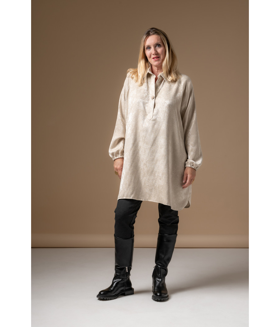 Cream Velvet Tunic Dress with Hidden Pockets | AS'FALL