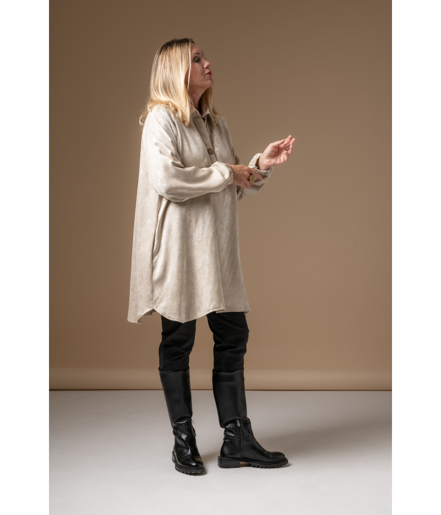 Cream Velvet Tunic Dress with Hidden Pockets | AS'FALL