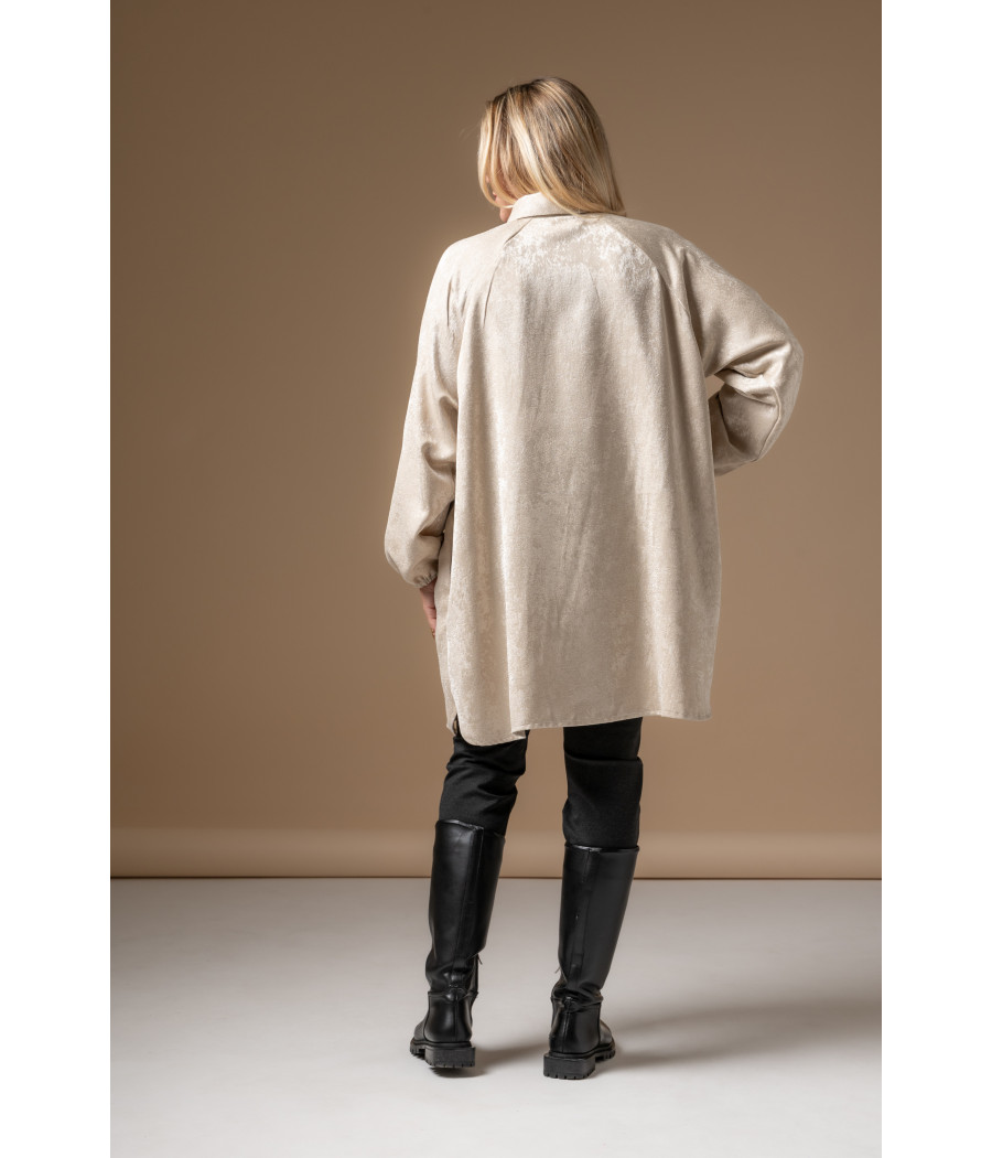 Cream Velvet Tunic Dress with Hidden Pockets | AS'FALL