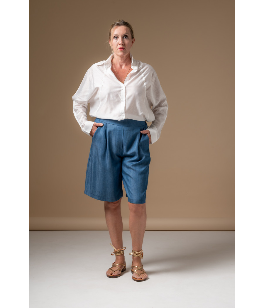 White Silk-Viscose Shirt with Couture Sleeves | AS'FALL