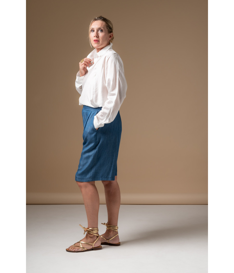 White Silk-Viscose Shirt with Couture Sleeves | AS'FALL