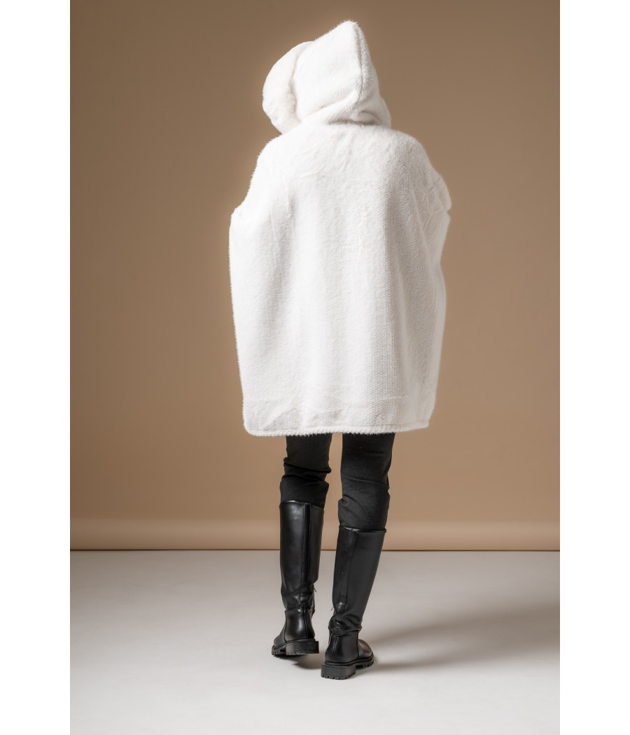 White Faux Fur Coat with Hood & Pockets | AS'FALL White Faux Fur Coat with Hood & Pockets | AS'FALL